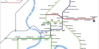 Lidostas dzelzceļa līnija karte, bangkoka