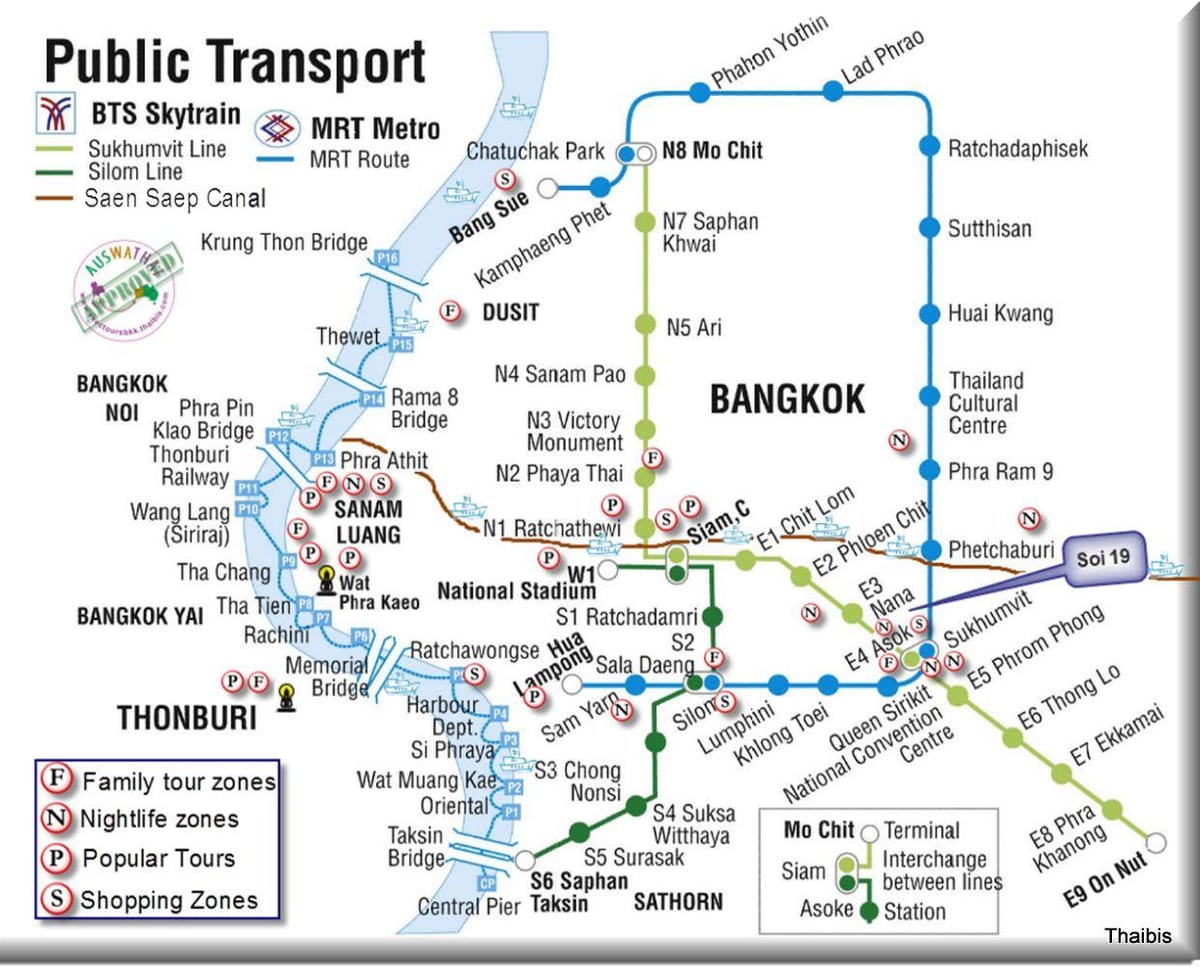 sabiedriskais transports bangkoka karte