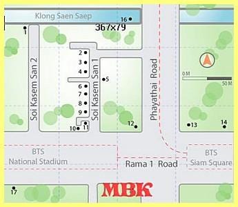 mbk shopping mall, bangkoka karte