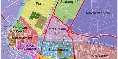 Kartes bangkokā un apkārtējo teritoriju