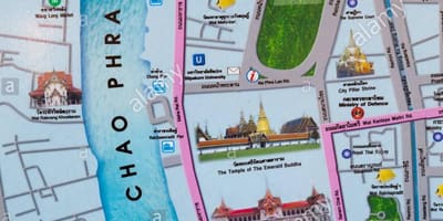 Bangkoka karte ar tūrisma vietām