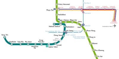 Karte bts maršruta karte, bangkoka